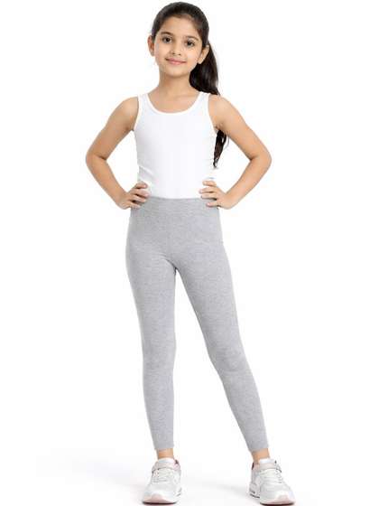 CHILINS Girls Cotton
                    Blend Solid Ankle Length Leggings