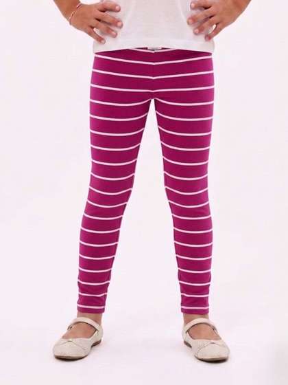 BLUEBUCK Girls Cotton
                    Blend Striped Leggings