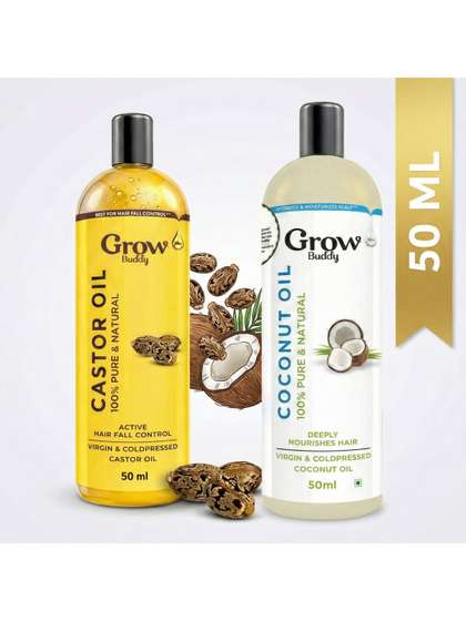 Growbuddy Set Of 2
                      Pure Castor & Coconut Hair Oil - 50 ml Each