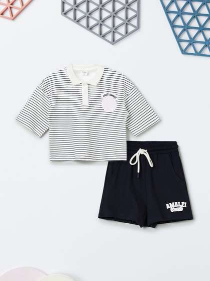 max Girls Striped
                      T-shirt with Shorts
