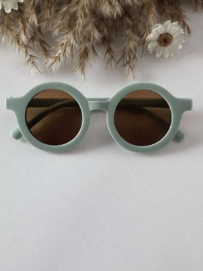 SPADEACES Unisex Kids
                      Black Lens & Green Round Sunglasses with