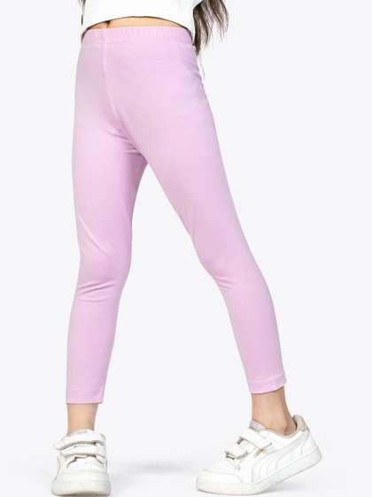 ariel Girls Pack of 2
                    Cotton Solid Ankle Length Leggings