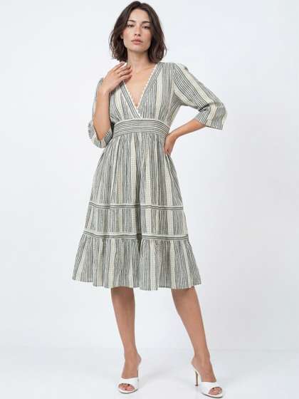 SANSKRUTIHOMES
                        Ethnic Motifs Print Fit & Flare Dress