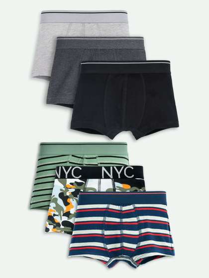 ariel Boys Pack of 6
                      Cotton Blend Assorted Printed Trunks