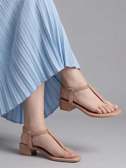 Kenneth Cole Women
                        Leather T-Strap Block Heeled Sandals