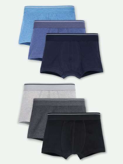 ariel Boys Pack of 6
                    Cotton Blend Assorted Solid Trunks