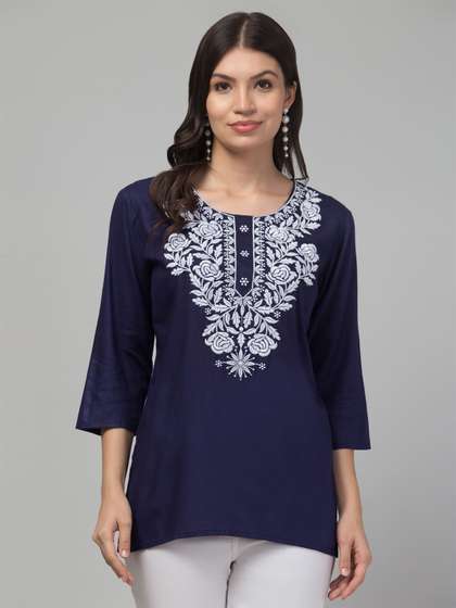 SHAUKIYA Ethnic
                        Motifs Embroidered Chikankari Chikankari Kurti