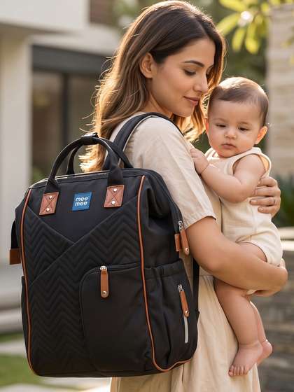 MeeMee Unisex Baby
                    Multi-Pocket Diaper Bag Backpack with Insulated
                    Bottle Holder