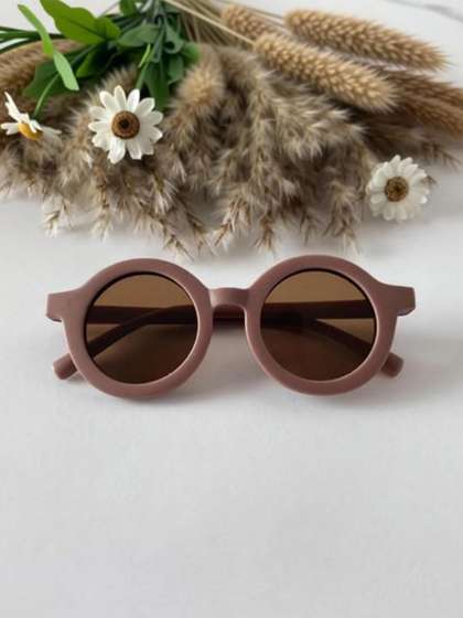 SPADEACES Unisex Kids
                    Black Lens & Brown Round Sunglasses with