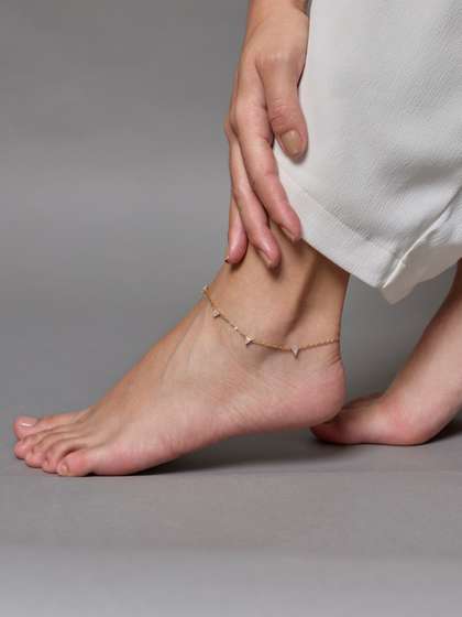 Kushal's Fashion
                        Jewellery Gold-Plated Zircon Studded Anklet