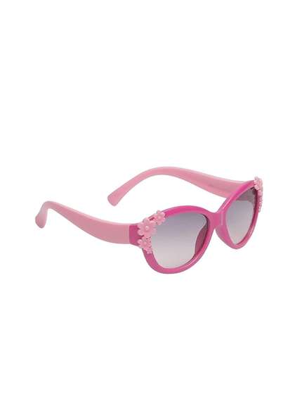 SPADEACES Unisex Kids
                      Black Lens & Pink Round Sunglasses with