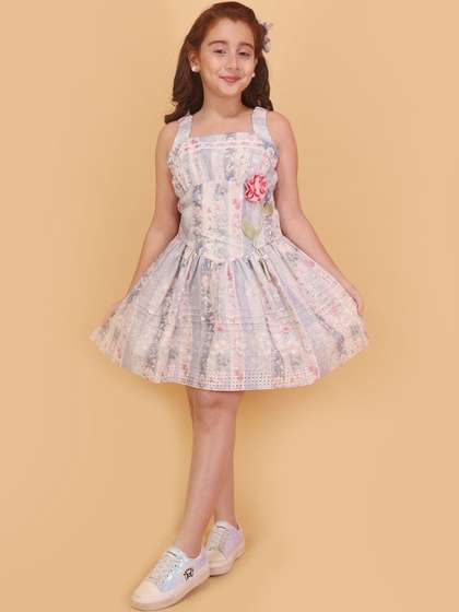 CUTECUMBER Floral Print
                    Applique Fit & Flare Dress