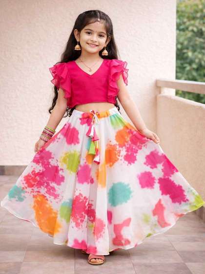 Sangria Printed V-Neck
                    Flared Lehenga Choli