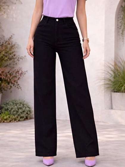 AngelFab Women
                          Wide Leg High-Rise Stretchable Jeans