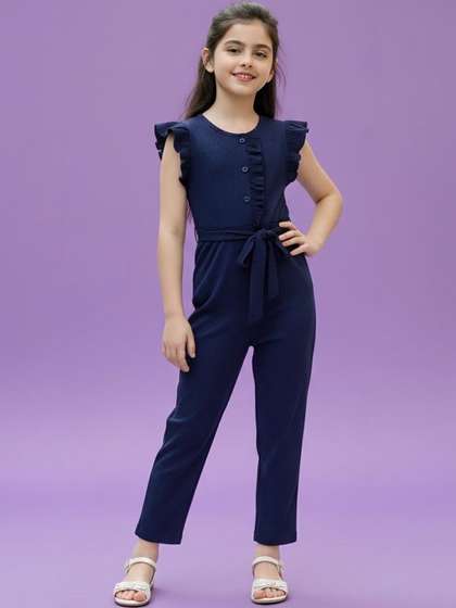 YK Girls Striped Basic
                    Jumpsuit