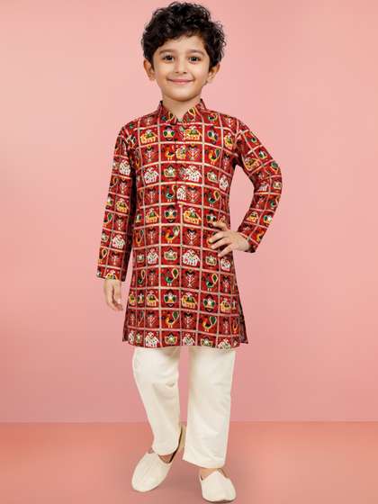 VASTRAMAY Boys Ethnic
                      Motifs Printed Regular Kurta with Trousers