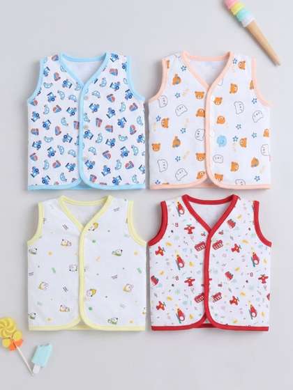 Little Angels Pack of 4
                    Infants Cotton Sleeveless Jhabla- Pure Cotton Tops