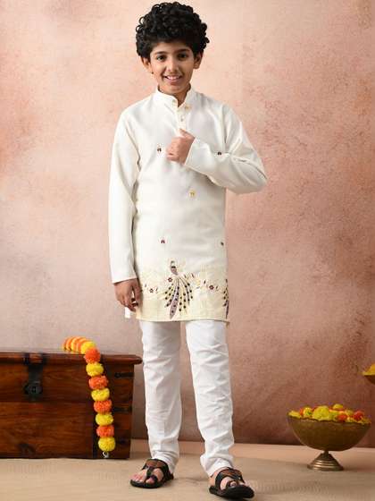 joley poley Boys Ethnic
                    Motifs Embroidered Regular Thread Work Kurta with
                    Pyjamas