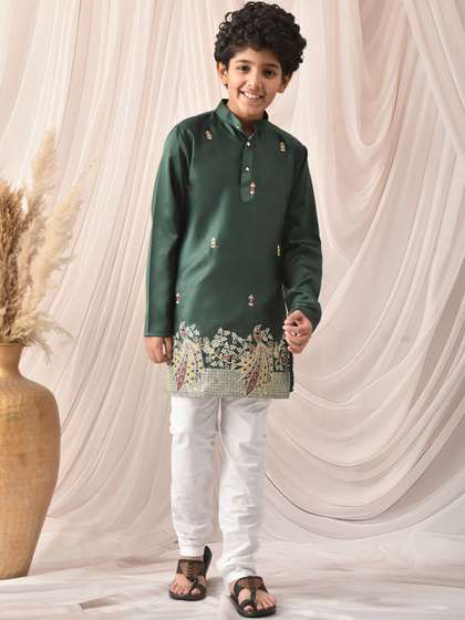 joley poley Boys Ethnic
                    Motifs Embroidered Regular Thread Work Kurta with
                    Pyjamas