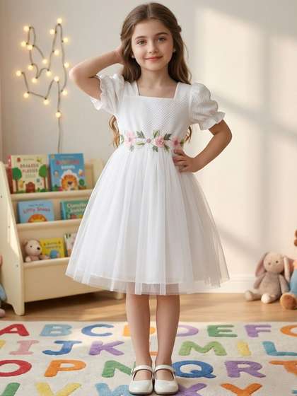 YK Girls Net A-Line
                    Dress