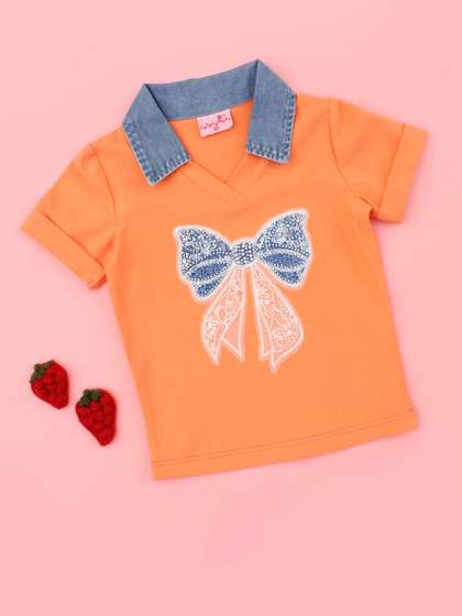 CUTECUMBER Girls Orange
                    Cotton Tops