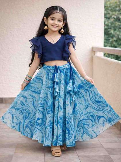 Sangria Girls
                        Printed V-Neck Flared Lehenga Choli