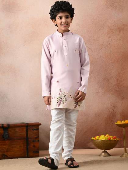 joley poley Boys Ethnic
                    Motifs Embroidered Regular Thread Work Kurta with
                    Churidar