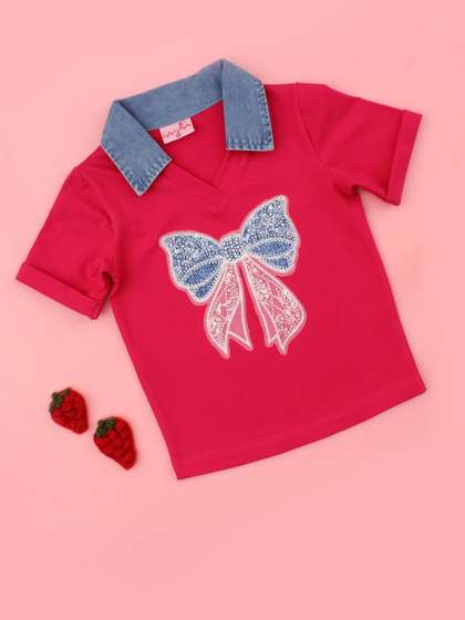 CUTECUMBER Girls
                      Fuchsia Cotton Tops