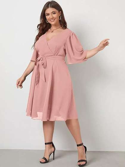 TASHVIKA'S Flared
                          Sleeve Dress