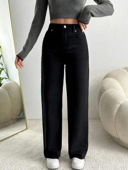 AngelFab Women
                        Straight Fit High-Rise Stretchable Jeans