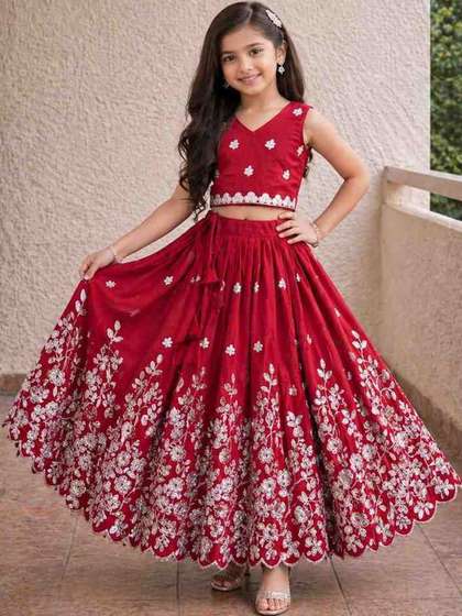 Sangria Embroidered
                    V-Neck Flared Lehenga Choli