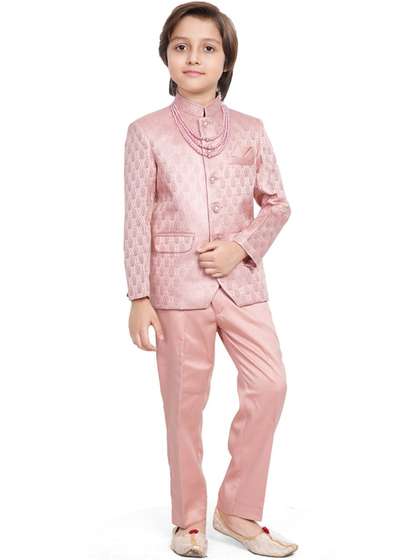 earth conscious Boys
                      Mandarin Collar Tailored Fit 2 Piece Blazer &
                      Trousers Suits