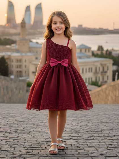 FOSTRIC Girls' Blue
                      Sparkle Tulle Frock Glitter Party Dress
                      One-shoulder Bow Dresses