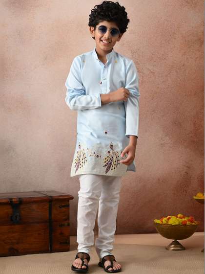 joley poley Boys Ethnic
                    Motifs Embroidered Regular Thread Work Kurta with
                    Pyjamas