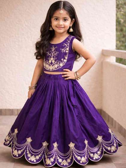 Sangria Embroidered
                    Round Neck Flared Lehenga Choli