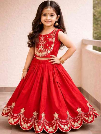 Sangria Embroidered
                    Round Neck Flared Lehenga Choli