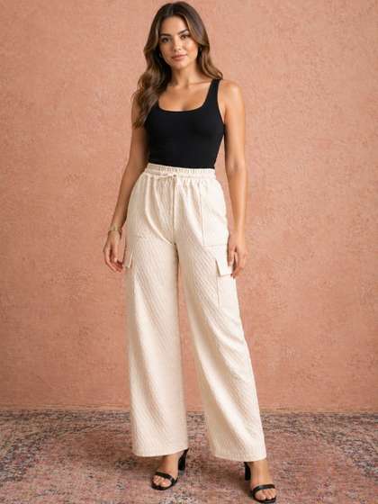 all about you Women
                        Textured Smart Cargos Trousers