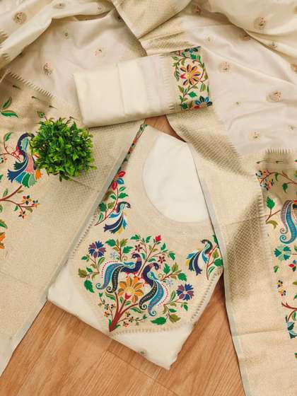 Mitera Embroidered
                          Unstitched Dress Material