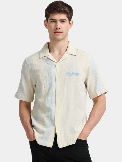 GLORYBOYZ Men
                          Embroidered Textured Shirt with Contrast Panel
                          Detailing