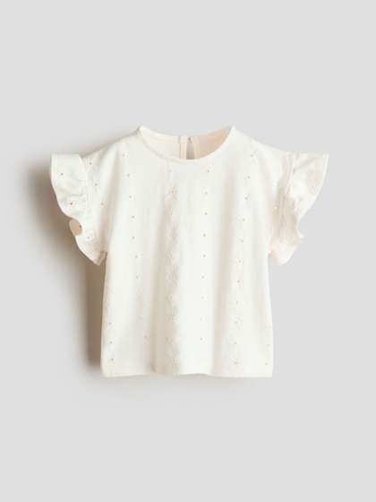 H&M
                      Flutter-Sleeved Broderie Anglaise Top
