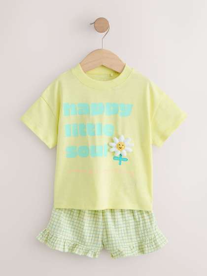NEXT Girls Typography
                    Printed T-shirt with Shorts