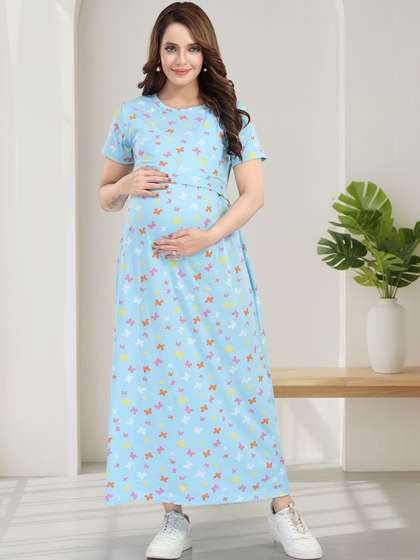 MomsBae Printed Maxi
                        Nightdress