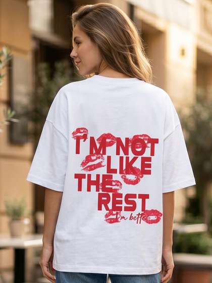 iki chic Unisex
                      Typography Printed Drop-Shoulder Sleeves Round
                      Neck Cotton T-shirt