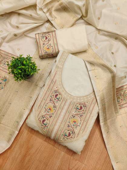 Mitera Embroidered
                        Unstitched Dress Material