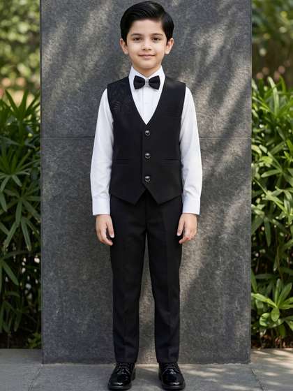 ahhaaaa Boys Self Design
                    Collarless Suits