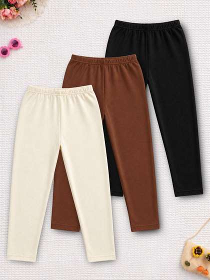 YK X Trampoline Girls
                      Pack of 3 Cotton Blend Solid Ankle Length
                      Leggings