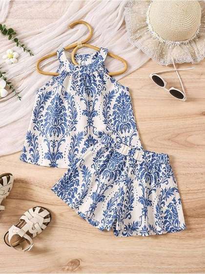 YK Girls Printed Top
                        With Shorts