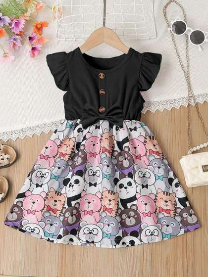 Pixel Punk Girls Print
                      Satin Fit & Flare Midi Dress