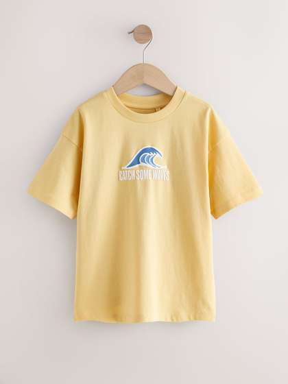 NEXT Boys Typography
                    Printed Drop-Shoulder Sleeves T-shirt