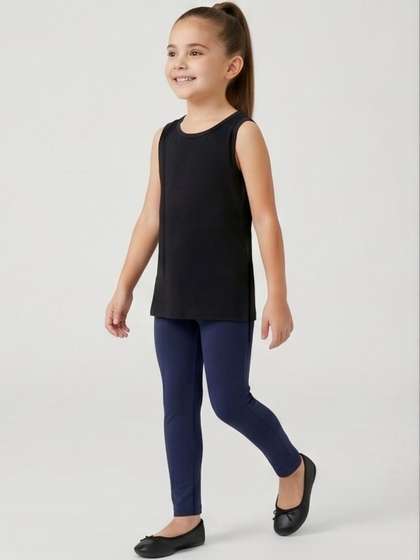 CARABA Girls Pack of 2
                      Solid Ankle Length Leggings